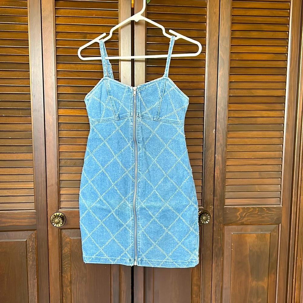 Blue Denim Zip Up Dress